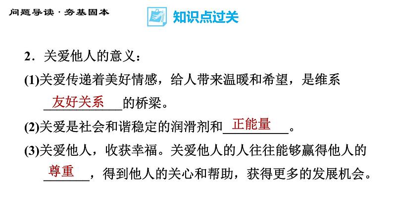 人教版八年级上册道德与法治习题课件 第3单元 第7课　积极奉献社会  第1课时　关爱他人第5页