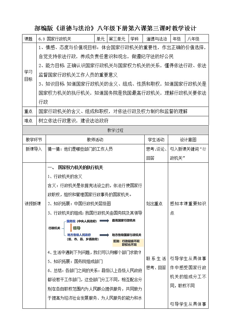 统编版 道德与法治八年级下册 6.3 国家行政机关（课件PPT+教案+练习+素材）01