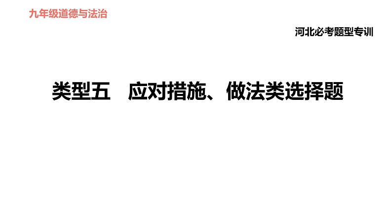 人教版（河北专版）九年级下册道德与法治课件 选择题题型专训 类型五 应对措施、做法类选择题第1页