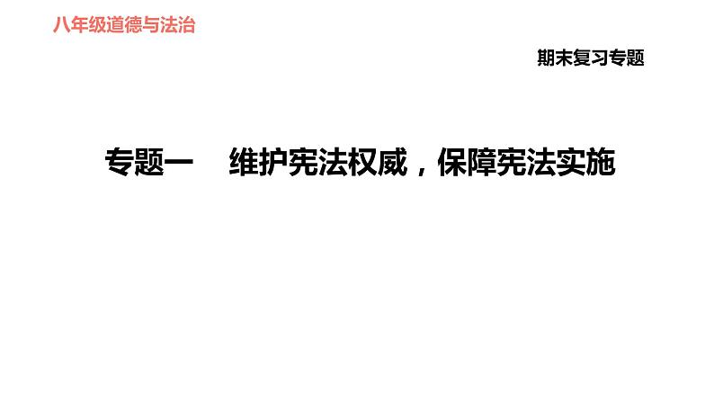 人教版八年级下册道德与法治习题课件 期末复习专题 专题一 维护宪法权威，保障宪法实施第1页