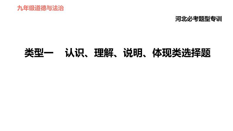 人教版（河北专版）九年级下册道德与法治课件 选择题题型专训 类型一 认识、理解、说明、体现类选择题第1页