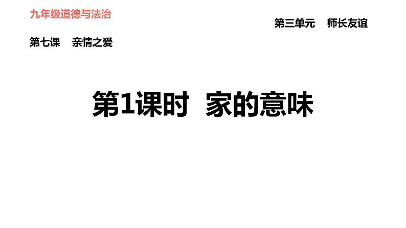 人教版七年级上册道德与法治习题课件 第三单元  第7课 第1课时 家的意味第1页