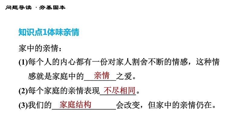 人教版七年级上册道德与法治习题课件 第三单元  第7课 第2课时 爱在家人间第4页