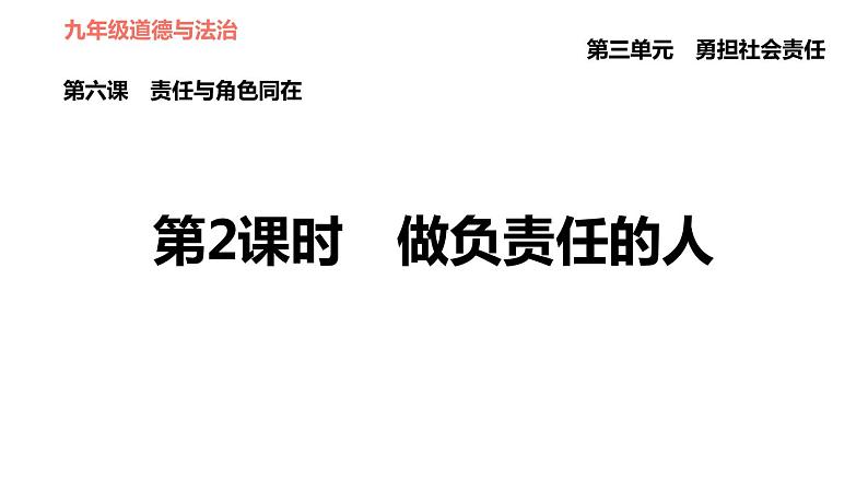 人教版八年级上册道德与法治习题课件 第3单元 第6课　责任与角色同在  第2课时　做负责任的人第1页