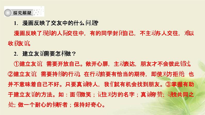 新人教版七年级道德与法治上册第二单元友谊的天空第五课交友的智慧第一框让友谊之树常青作业PPT课件04