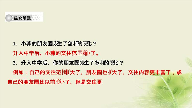 新人教版七年级道德与法治上册第二单元友谊的天空第四课友谊与成长同行第一框和朋友在一起作业PPT课件04