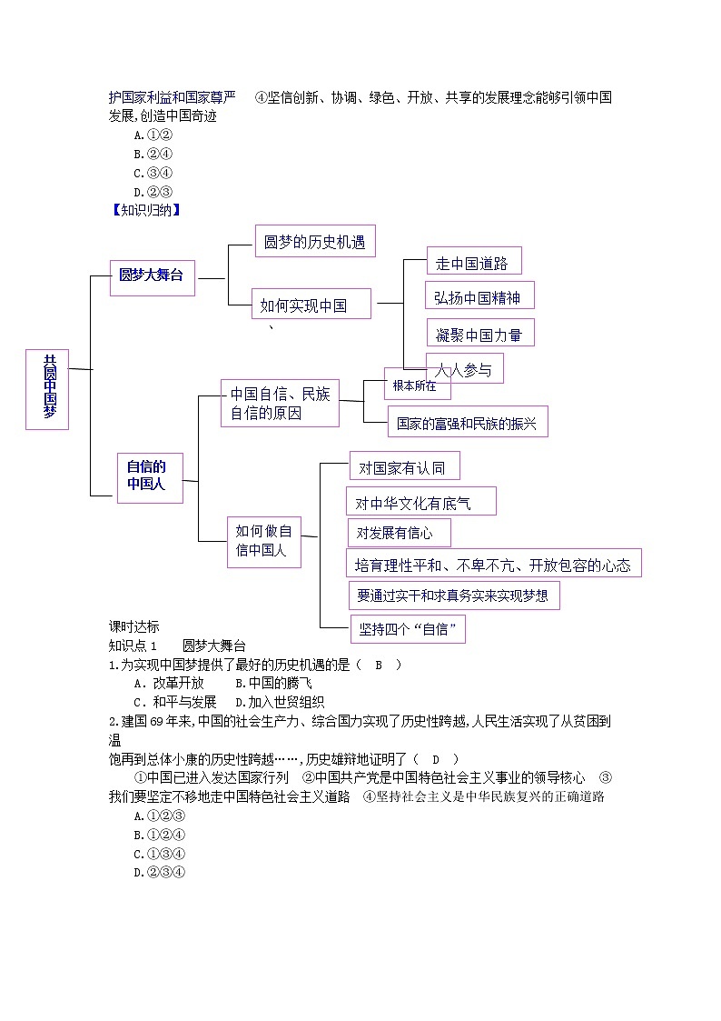 新人教版九年级道德与法治上册第四单元和谐与梦想第八课中国人中国梦第二框共圆中国梦增补习题03