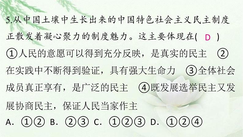 九年级道德与法治上册第二单元3.1生活在新型民主国家作业课件第6页