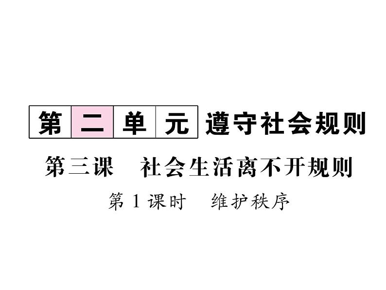 部编版八年级道德与法治上册同步作业课件：第3课 社会生活离不开规则 第1课时 (共16张PPT)第1页