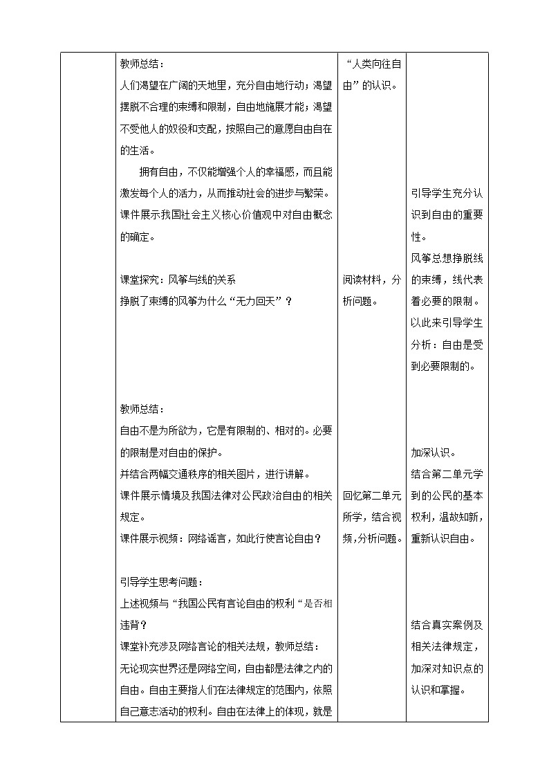 部编版《道德与法治》八年级下册7.1《自由平等的真谛》教案第2页