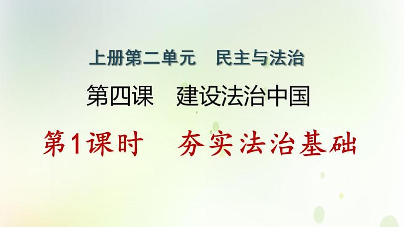 江西专版秋学期九年级道德与法治上册第二单元民主与法治4.1夯实法治基础作业课件新人教版第1页