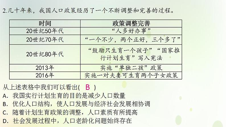 江西专版秋学期九年级道德与法治上册第三单元文明与家园6.1正视发展挑战作业课件新人教版第4页