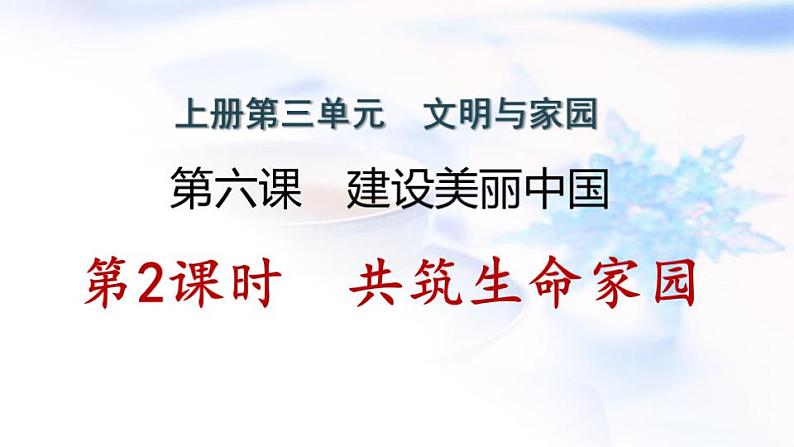 安徽专版秋学期九年级道德与法治上册第三单元文明与家园6.2共筑生命家园作业课件新人教版第1页