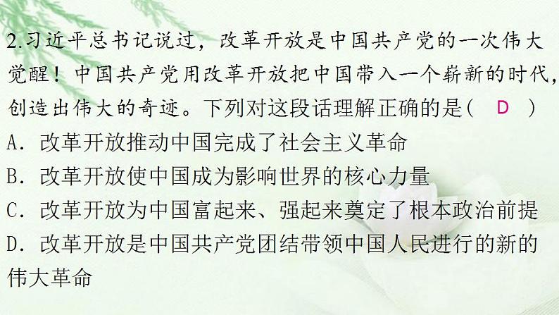 通用秋学期九年级道德与法治上册第一单元1.1坚持改革开放作业课件新人教版第3页