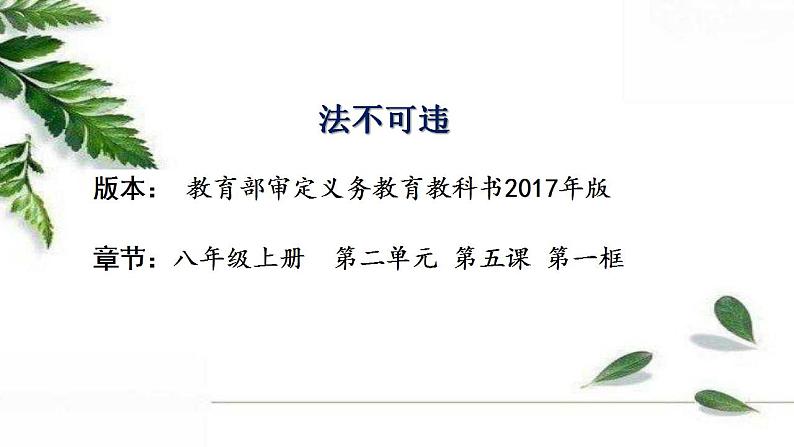 部编版八年级上册道德与法治第2单元 5.1法不可违课件01