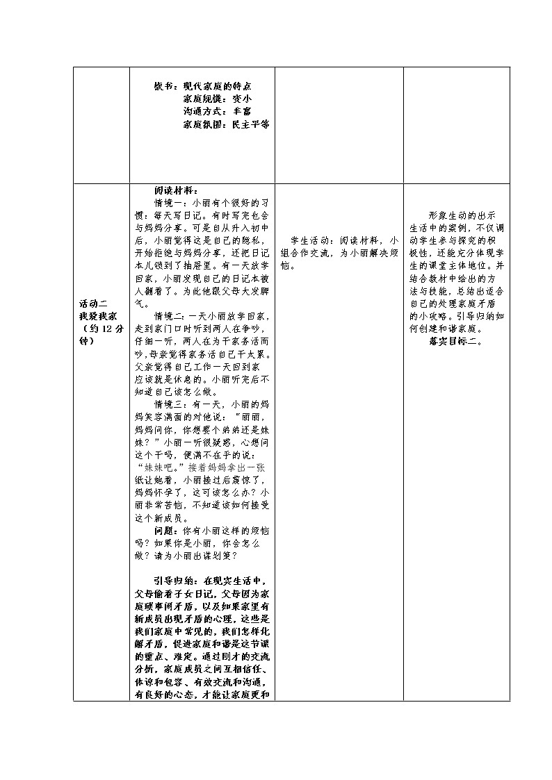 2021-2022学年部编版道德与法治七年级上册 7.3 让家更美好 教案03