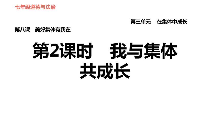 人教版七年级上册道德与法治 第3单元 第8课 第2课时 我与集体共成长 习题课件第1页