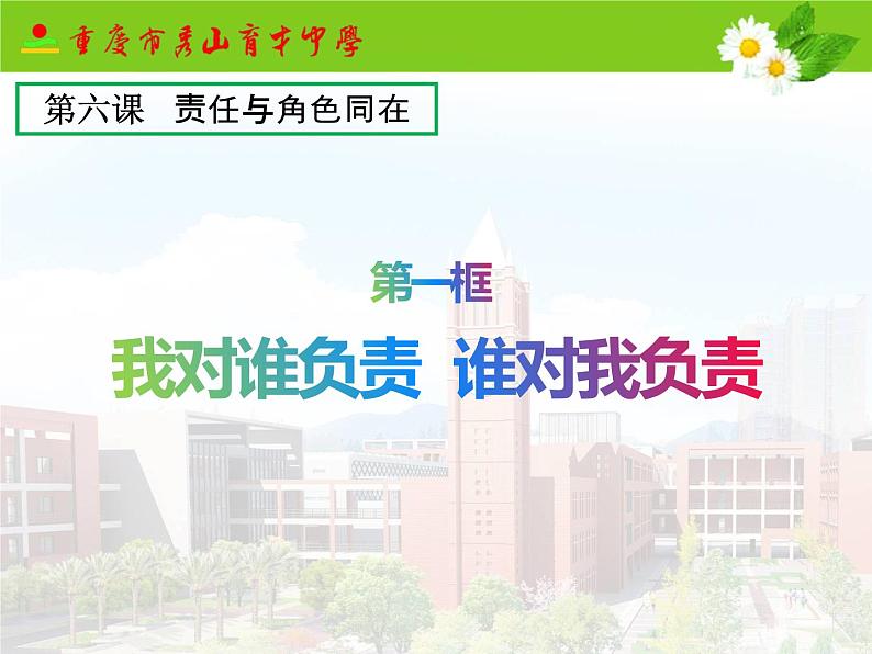 2021-2022学年部编版道德与法治八年级上册 6.1 我对谁负责 谁对我负责   课件（18张PPT）第1页