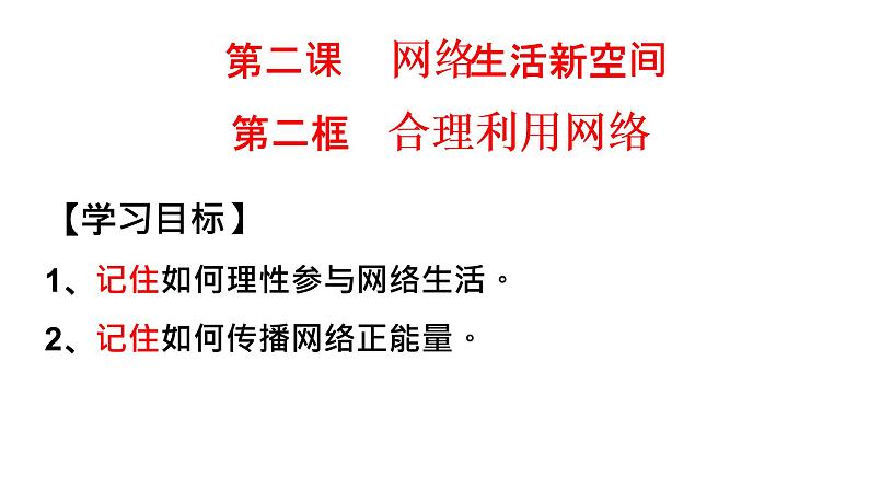 2020-2021学年部编版道德与法治八年级上册 2.2 合理利用网络 课件（15张PPT）第1页