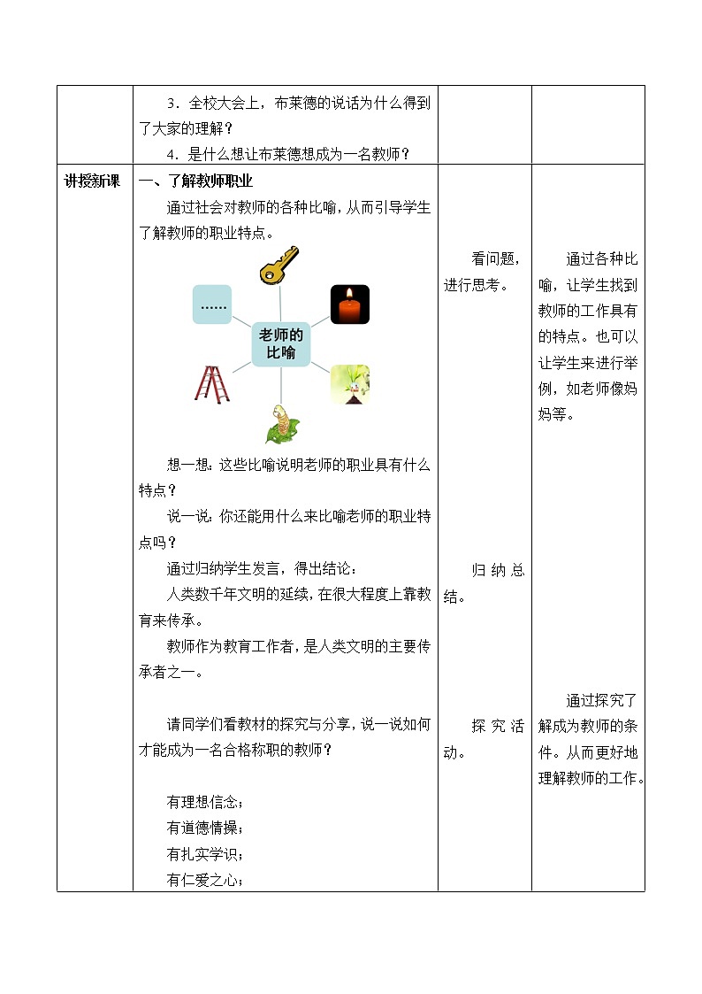 人教版部编版七年级道德与法治上册6.1走近老师_教案02