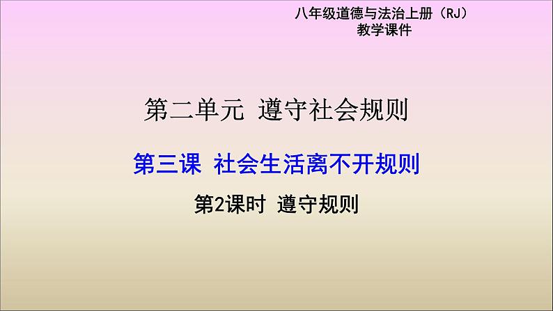 人教版部编版八年级道德与法治上册3.2遵守规则  课件第1页