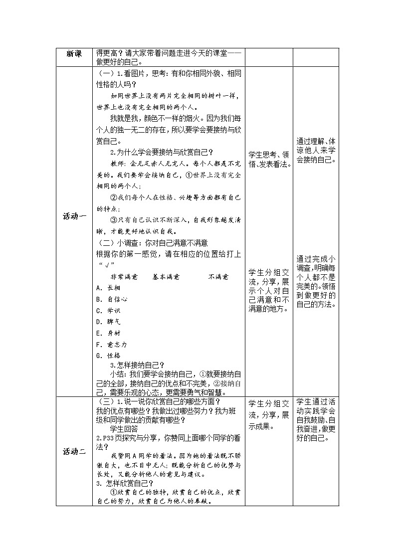 2021-2022学年部编版道德与法治七年级上册  3.2 做更好的自己 教案第2页