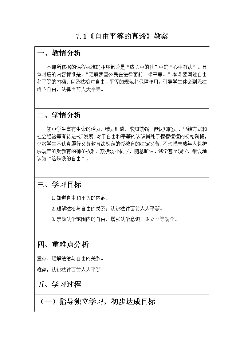 7.1《自由平等的真谛》课件+教案+练习01