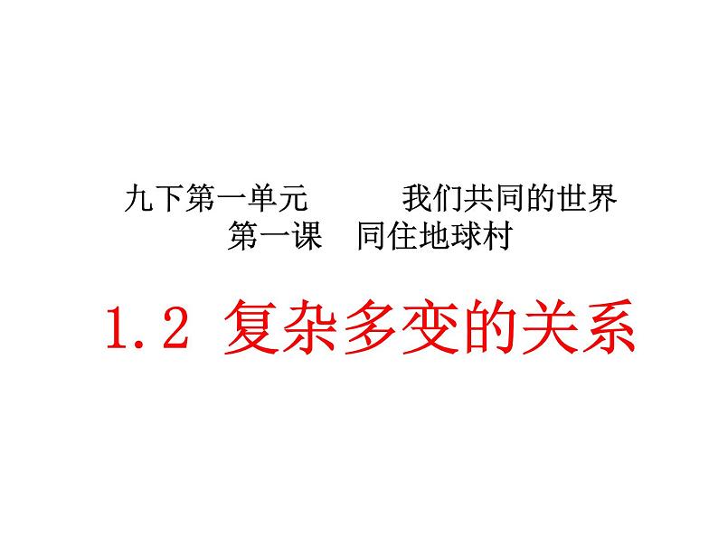 2021-2022学年部编版九年级道德与法治下册 1.2 复杂多变的关系  课件（21张PPT）第1页