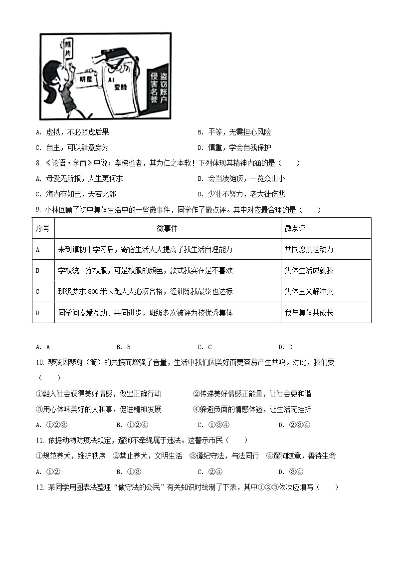 2021年江苏省扬州市中考道德与法治试题（原卷+解析）02