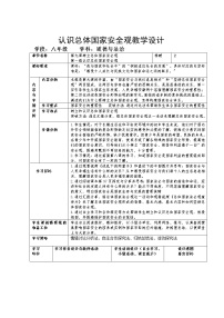 政治 (道德与法治)八年级上册第四单元 维护国家利益第九课 树立总体国家安全观认识总体国家安全观教案及反思