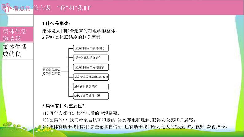 部编版中考道德与法治复习七下第3单元在集体中成长优质课件PPT01