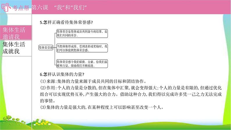 部编版中考道德与法治复习七下第3单元在集体中成长优质课件PPT03