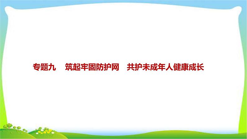 中考政治复习专题专题九筑起牢固防护网共护未成年人健康成长优质课件PPT第1页