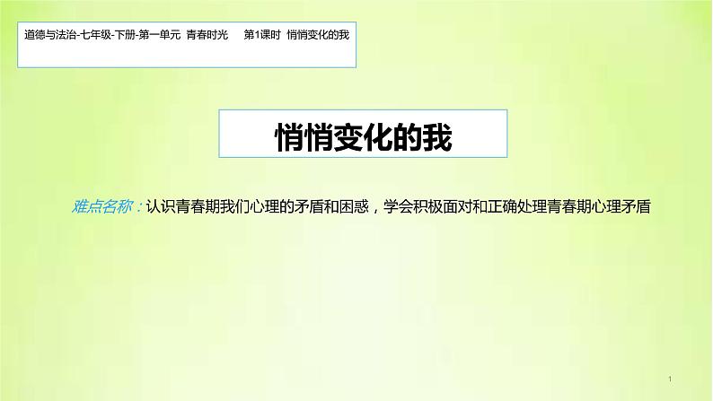 人教版部编版七年级道德与法治下册1.1悄悄变化的我   课件第1页