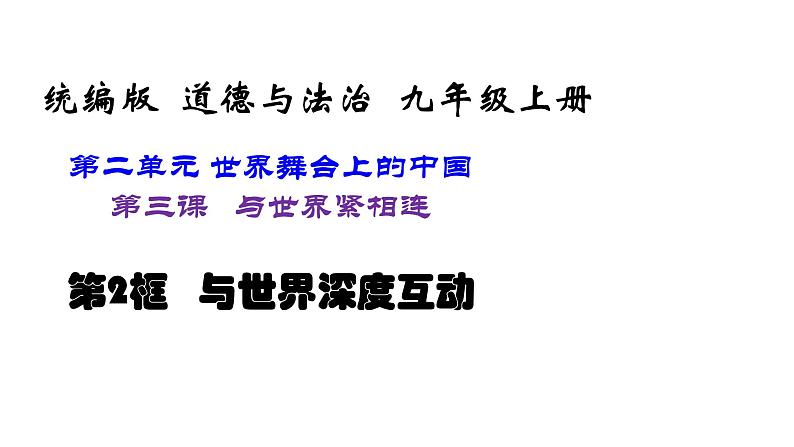 人教部编版九年级下册道德与法治--3.2与世界深度互动课件PPT01