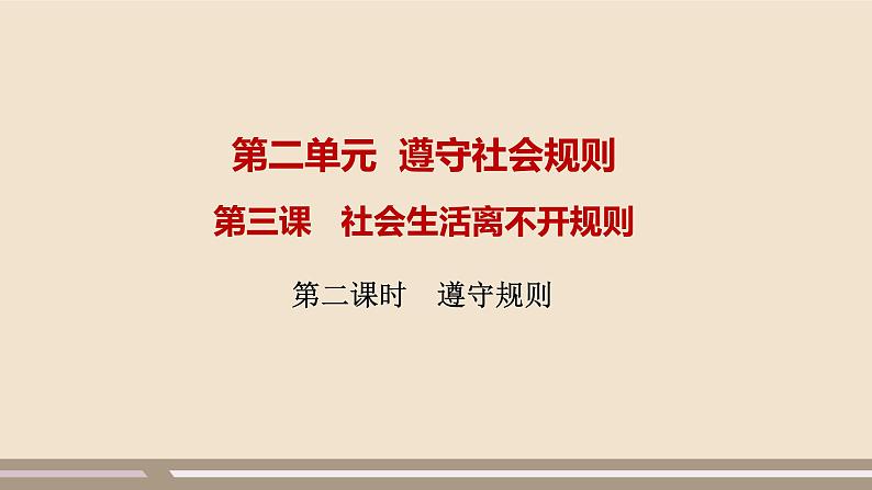 人教部编版道德与法治八年级上册第二单元第三课第二课时   遵守规则课件PPT01