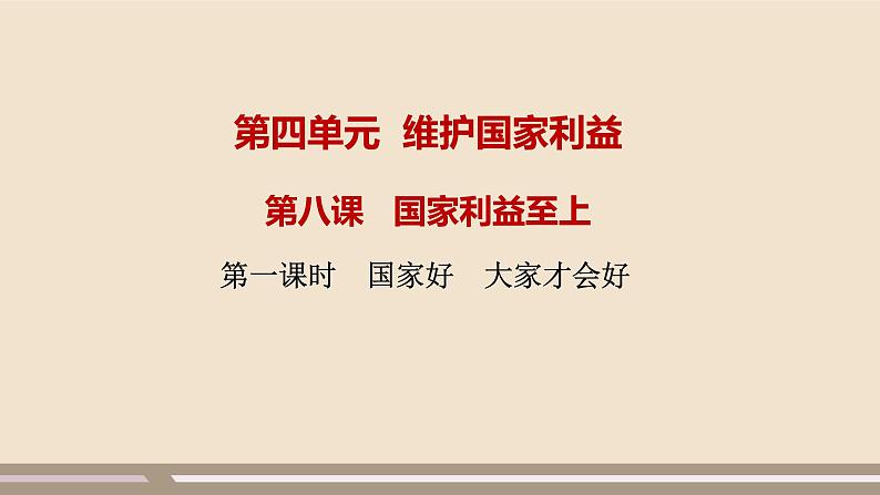 人教部编版道德与法治八年级上册第四单元第八课第一课时   国家好  大家才会好课件PPT01