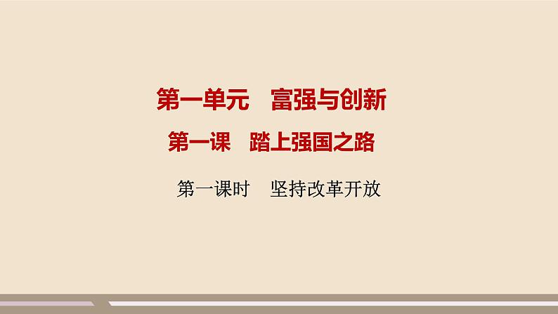 人教部编版道德与法治九年级上册第一单元第一课第一课时  坚持改革开放课件PPT01