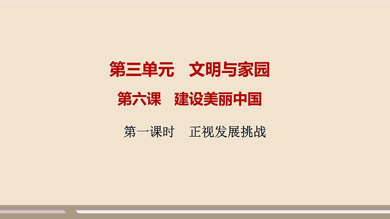 人教部编版道德与法治九年级上册第三单元第六课第一课时  正视发展挑战课件PPT01