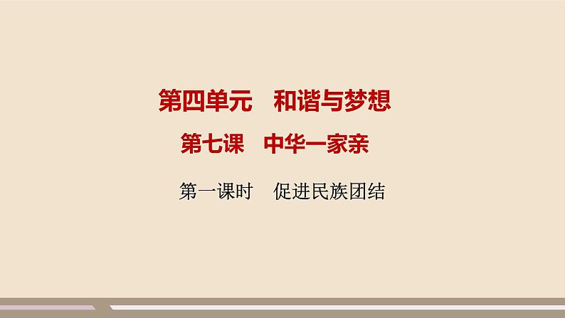 人教部编版道德与法治九年级上册第四单元第七课第一课时  促进民族团结课件PPT01