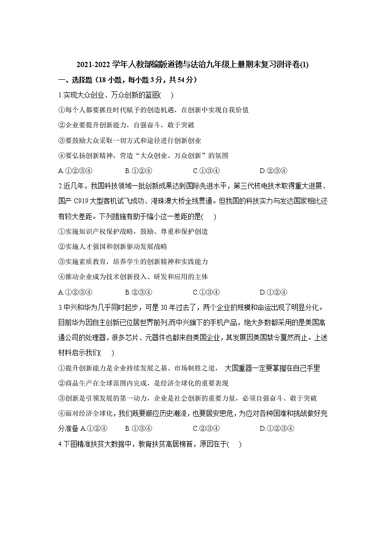 期末综合训练卷  2021-2022学年部编版道德与法治九年级上册（word版 含答案）01