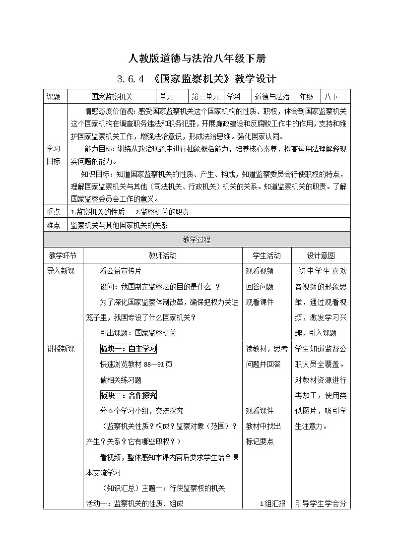 6.4 国家监察机关 课件+教案+6视频01