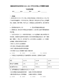 湖南省岳阳市岳阳县2021-2022学年九年级上学期期中道德与法治试题（word版 含答案）