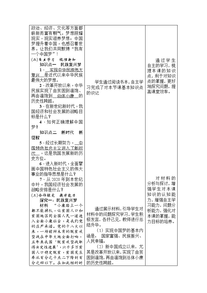 人教部编版道德与法治九年级上册：我们的梦想教案02