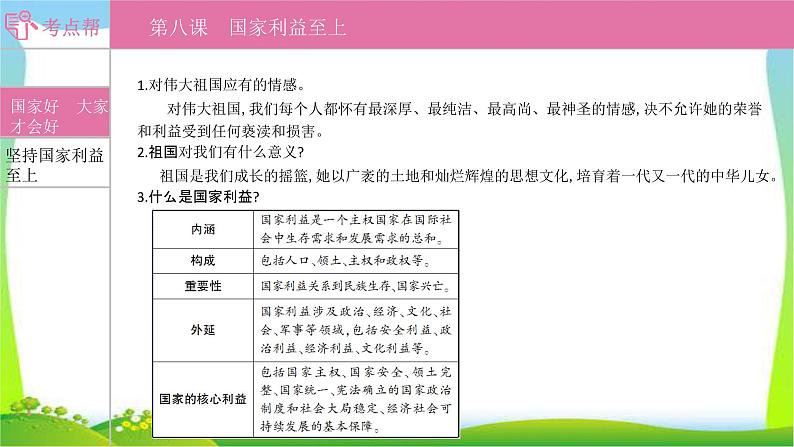 部编版中考道德与法治复习八上第4单元维护国家利益优质课件PPT01