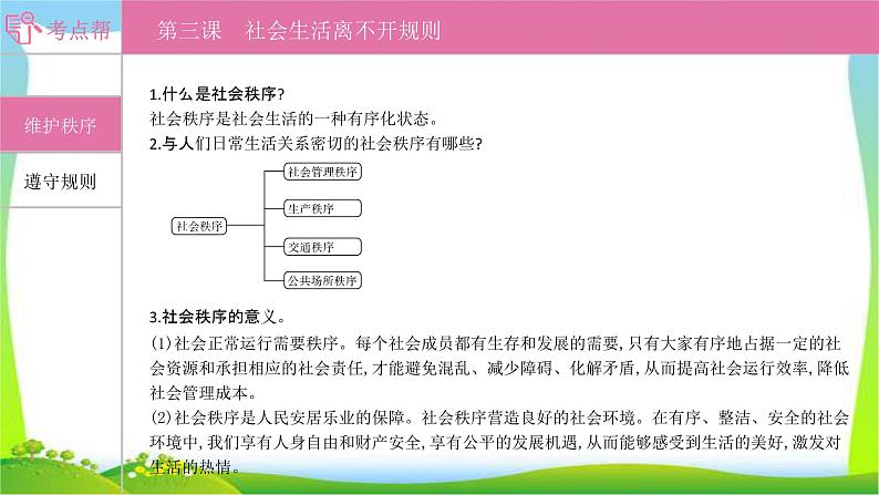 部编版中考道德与法治复习八上第2单元遵守社会规则优质课件PPT第1页