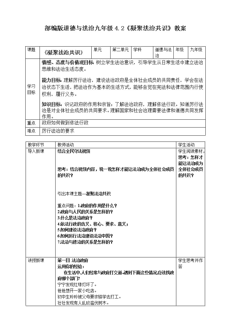 4.2凝聚法治共识 课件+教案+练习 （含素材）01