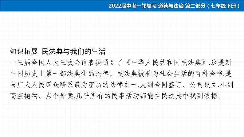 2022届 初中道德与法治 一轮复习 第二部分（七年级下册） 第四单元　走进法治天地 课件第6页