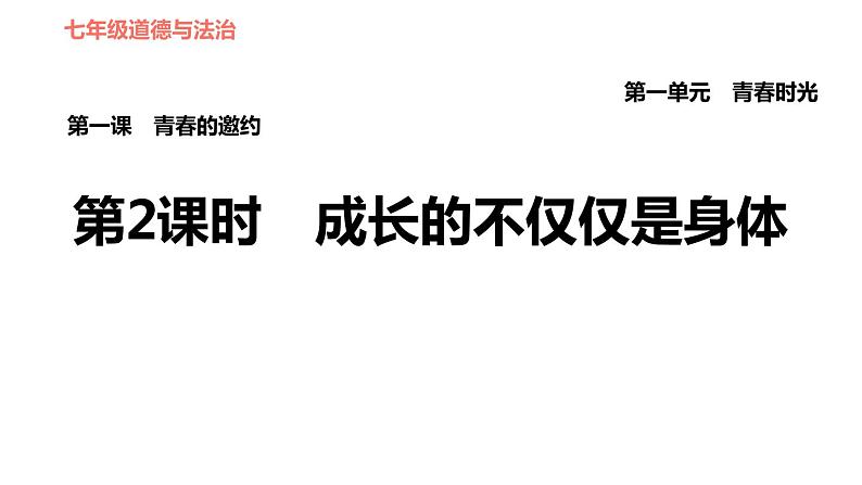 人教版七年级下册道德与法治 第1单元 第1课 第2课时　成长的不仅仅是身体 习题课件第1页