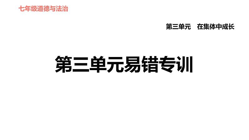 人教版七年级下册道德与法治 第三单元易错专训课件PPT第1页